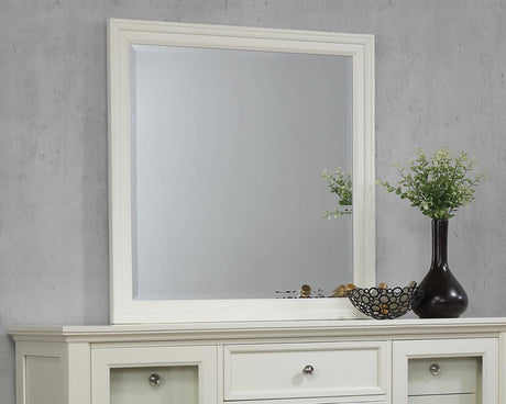 Sandy Beach Rectangular Dresser Mirror Cream White - Furniture World