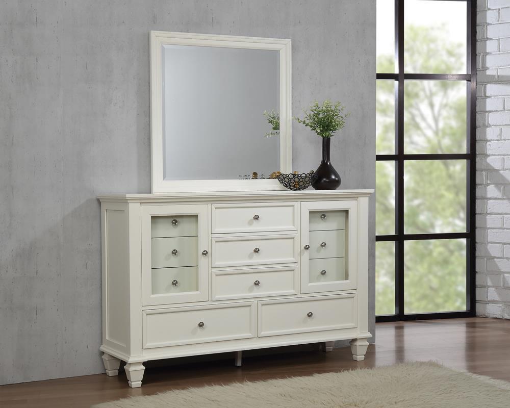Sandy Beach Rectangular Dresser Mirror Cream White - Furniture World
