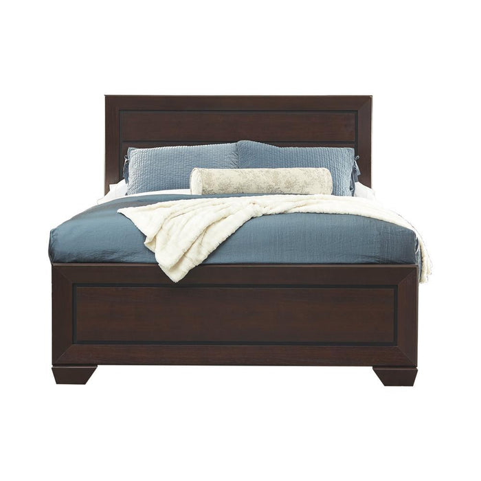 Kauffman California King, Eastren King, & Queen Panel Bed Dark Cocoa - Furniture World