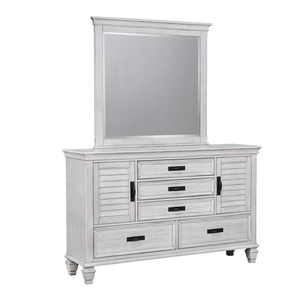 Franco Rectangular Dresser Mirror Antique White - Furniture World