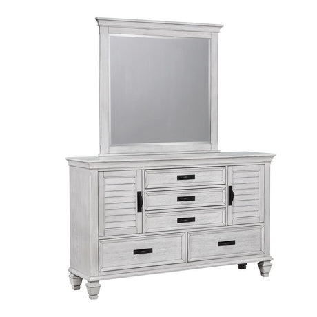 Franco Rectangular Dresser Mirror Antique White - Furniture World
