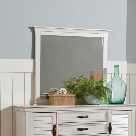 Franco Rectangular Dresser Mirror Antique White - Furniture World