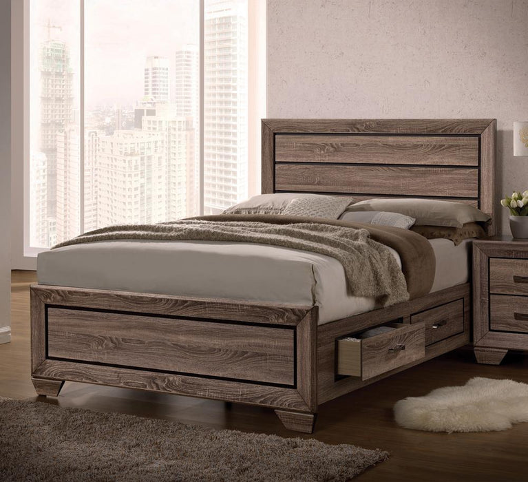Kauffman California King, E.king, & Queen Panel Bed Washed Taupe - Furniture World