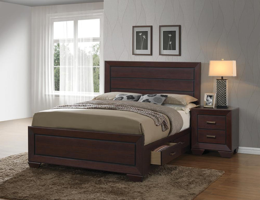 Kauffman California King, Eastren King, & Queen Panel Bed Dark Cocoa - Furniture World