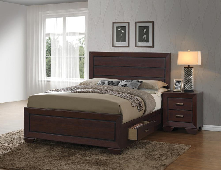 Kauffman California King, Eastren King, & Queen Panel Bed Dark Cocoa - Furniture World