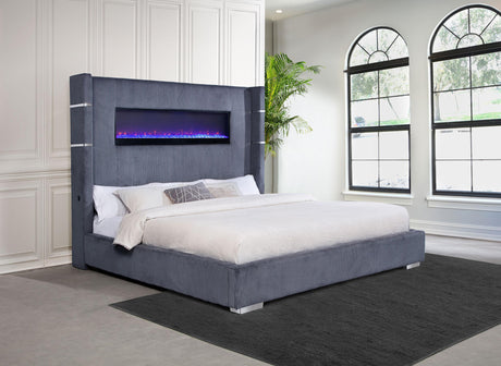 Tisdall Wingback Bed with Flame Visualizer - Furniture World