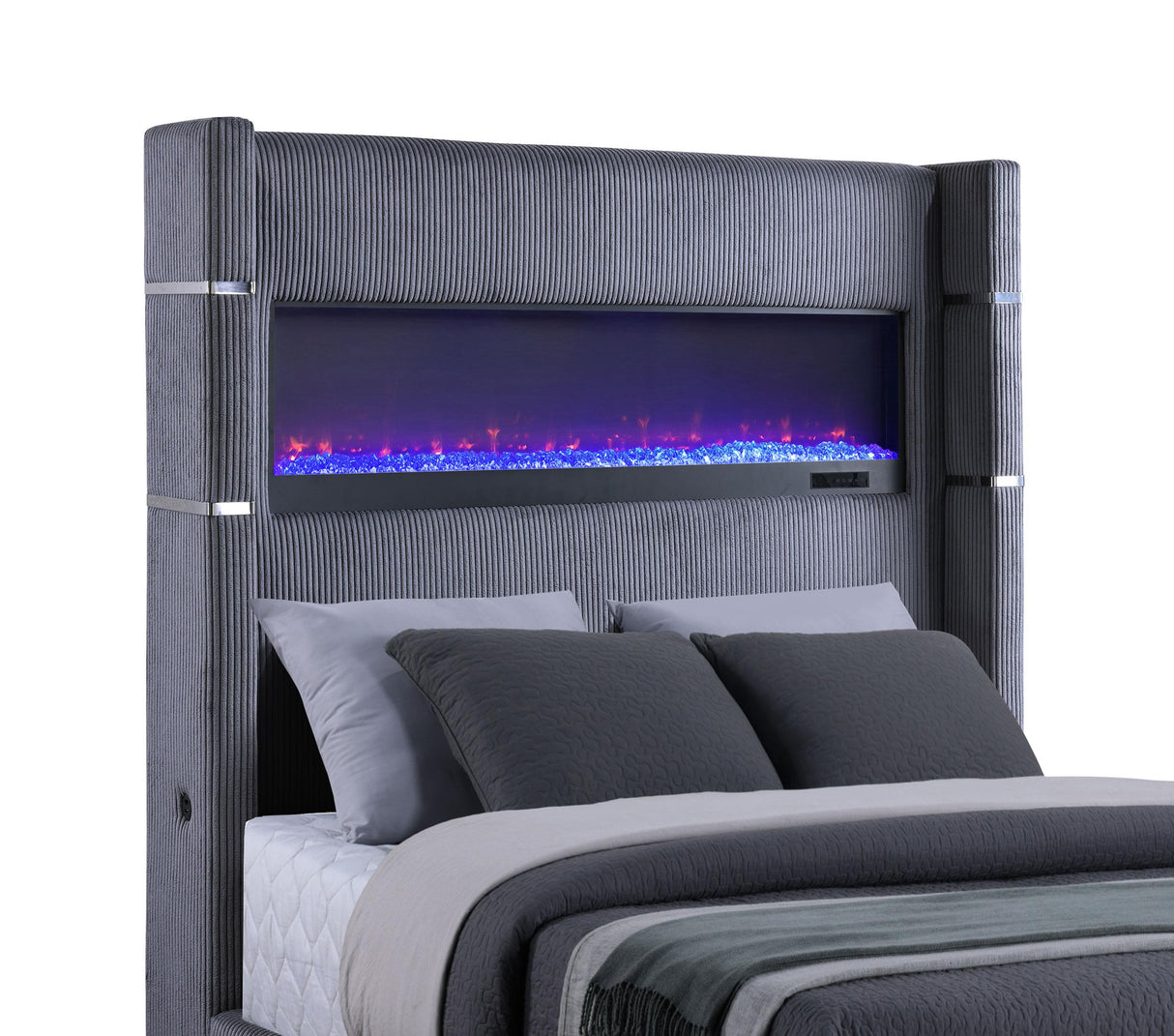 Tisdall Wingback Bed with Flame Visualizer - Furniture World