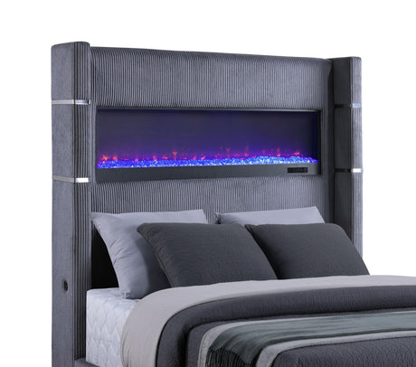 Tisdall Wingback Bed with Flame Visualizer - Furniture World