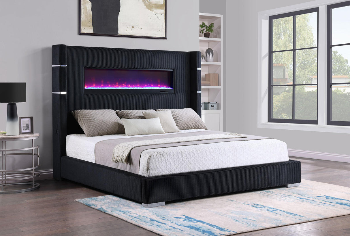 Tisdall Wingback Bed with Flame Visualizer - Furniture World