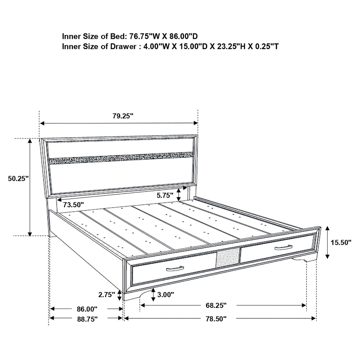 Miranda Panel Platform Storage Bed - Furniture World