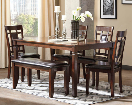 Bennox Dining Table and Chairs with Bench (Set of 6) - Furniture World