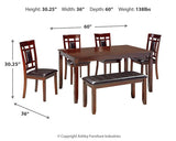 Bennox Dining Table and Chairs with Bench (Set of 6) - Furniture World