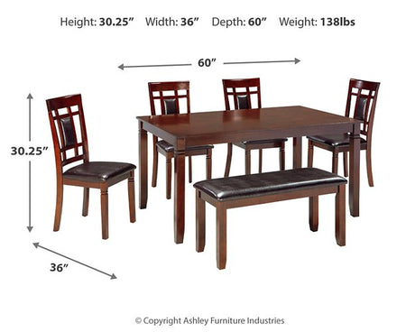 Bennox Dining Table and Chairs with Bench (Set of 6) - Furniture World