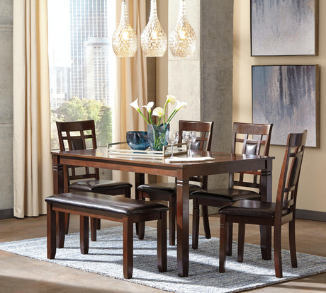 Bennox Dining Table and Chairs with Bench (Set of 6) - Furniture World