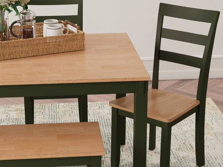 Gesthaven Dining Table with 4 Chairs and Bench (Set of 6) - Furniture World