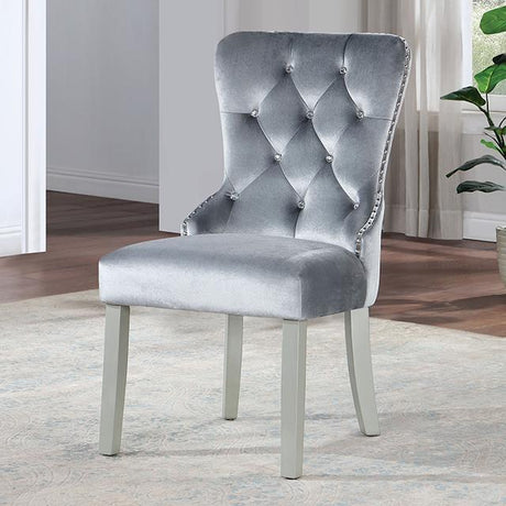 ADALIA Wingback Chair (2/CTN), Silver/Dark Gray - Furniture World