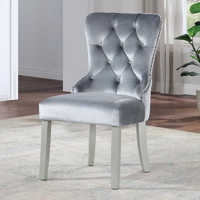 ADALIA Wingback Chair (2/CTN), Silver/Dark Gray - Furniture World