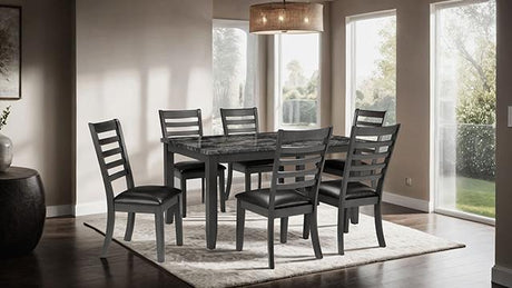Adia 7 Pc Dinning Table Set Grey & Brown - Furniture World