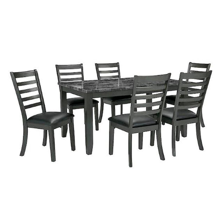 Adia 7 Pc Dinning Table Set Grey & Brown - Furniture World