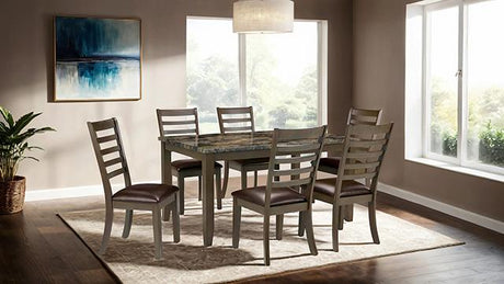Adia 7 Pc Dinning Table Set Grey & Brown - Furniture World
