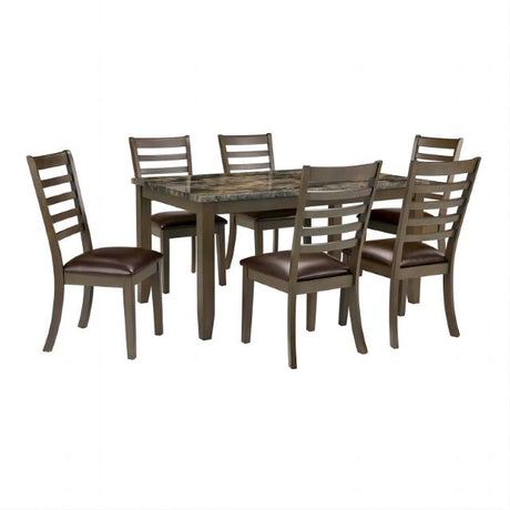 Adia 7 Pc Dinning Table Set Grey & Brown - Furniture World