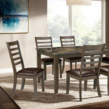 Adia 7 Pc Dinning Table Set Grey & Brown - Furniture World