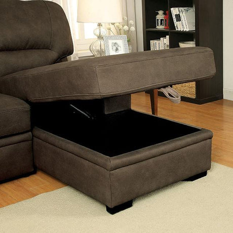 ALCESTER Brown & Gray Sectional w/ Sleeper, Ash - Furniture World