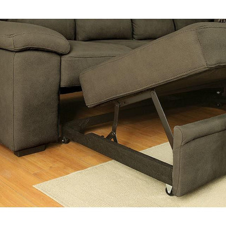 ALCESTER Brown & Gray Sectional w/ Sleeper, Ash - Furniture World