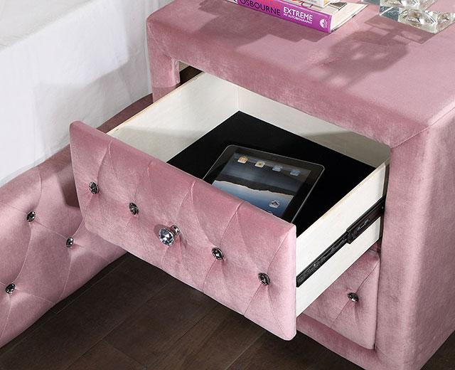 ZOHAR Night Stand, Pink - Furniture World