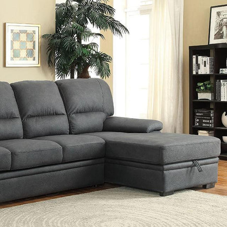 ALCESTER Brown & Gray Sectional w/ Sleeper, Ash - Furniture World