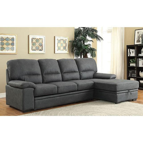 ALCESTER Brown & Gray Sectional w/ Sleeper, Ash - Furniture World