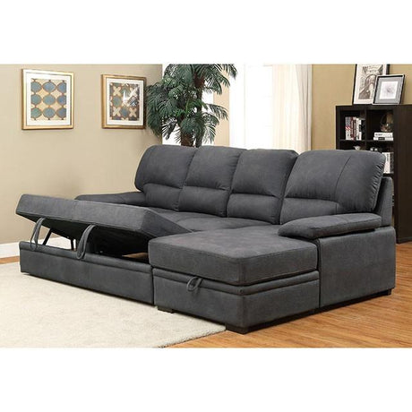 ALCESTER Brown & Gray Sectional w/ Sleeper, Ash - Furniture World