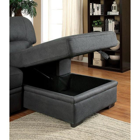 ALCESTER Brown & Gray Sectional w/ Sleeper, Ash - Furniture World