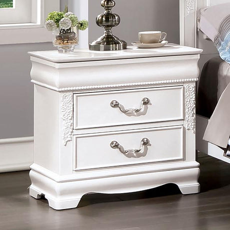 ALECIA Night Stand w/ USB, White - Furniture World