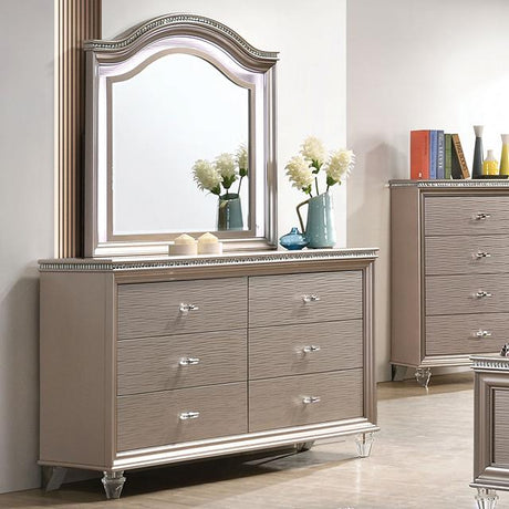 ALLIE Dresser Beige & Rose Gold - Furniture World
