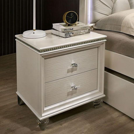 ALLIE Night Stand Beige & Rose Gold - Furniture World