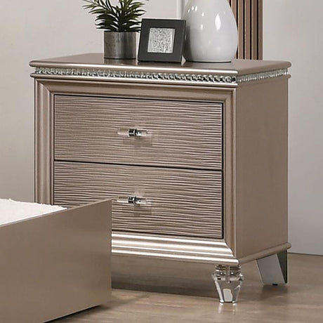 ALLIE Night Stand Beige & Rose Gold - Furniture World