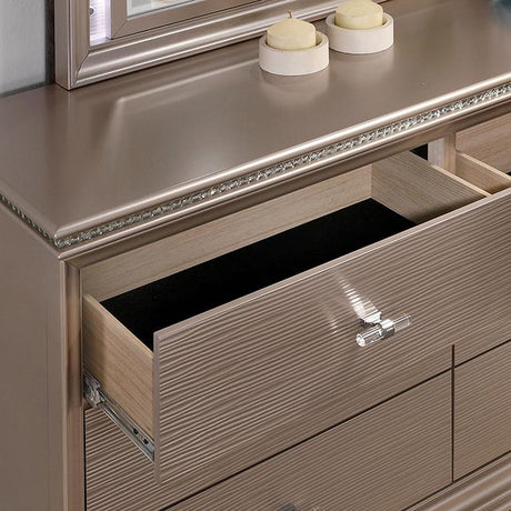 ALLIE Dresser Beige & Rose Gold - Furniture World