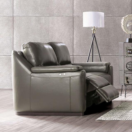ALTAMURA Power Loveseat, Gray & Beige - Furniture World