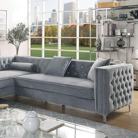 Amie Glam Gray & Black Sectional w/Storage - Furniture World