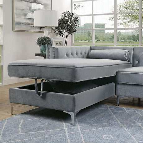 Amie Glam Gray & Black Sectional w/Storage - Furniture World