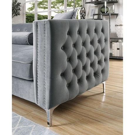 Amie Glam Gray & Black Sectional w/Storage - Furniture World