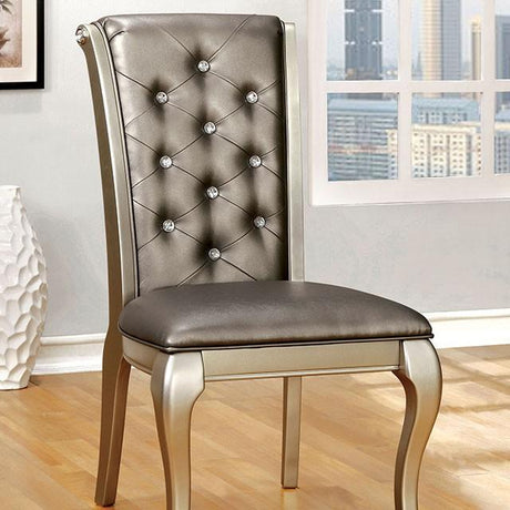 AMINA Champagne Side Chair (2/CTN) - Furniture World