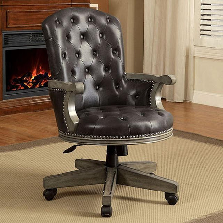 YELENA Gray/Black Height-Adjustable Arm Chair - Furniture World