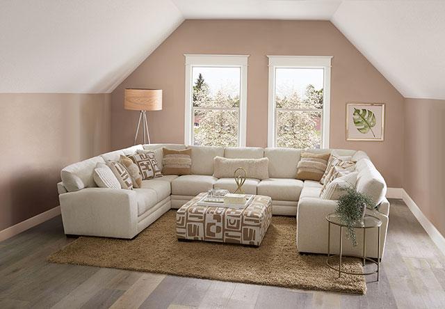 CARLETON Sectional, Ivory/Tan - Furniture World
