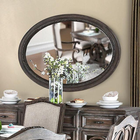 ARCADIA Rustic Natural Tone Mirror, Oval - Furniture World