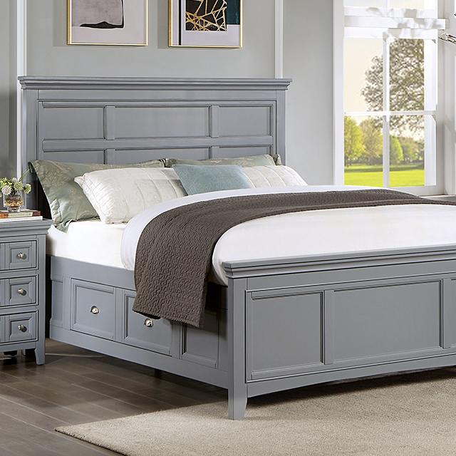 CASTLILE Queen Bed, Gray - Furniture World