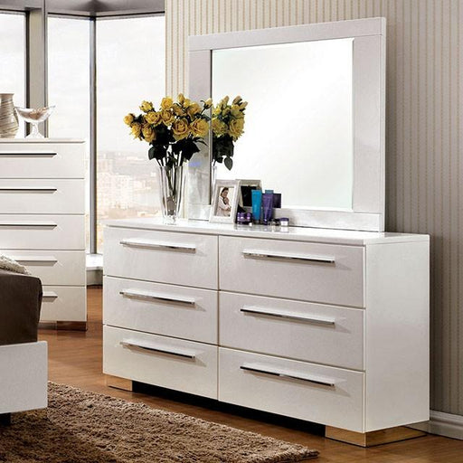 CLEMENTINE Glossy White Mirror - Furniture World