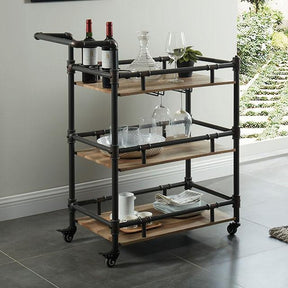 Aylmer Sand Black/Natural Serving Cart - Furniture World