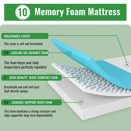 Coreopsis 10" E.King Memory Foam Wave Comfort - Furniture World